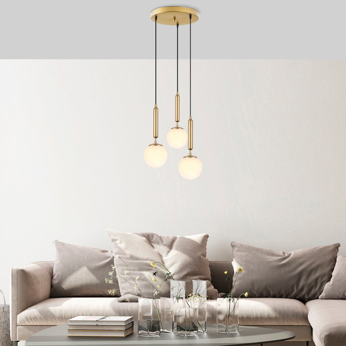 Opviq Lámpara de Araña 11469, Elegante Diseño Moderno Escandinavo, Dorado Brillante, Metal y Cristal, Ajustable 34x34x134 cm